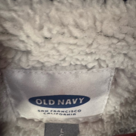 Old Navy Plaid Sherpa Lined Bomber Jacket Navy Red Women’s L - Picture 4 of 5